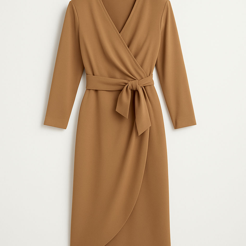 Wrap Dress — Camel, XS