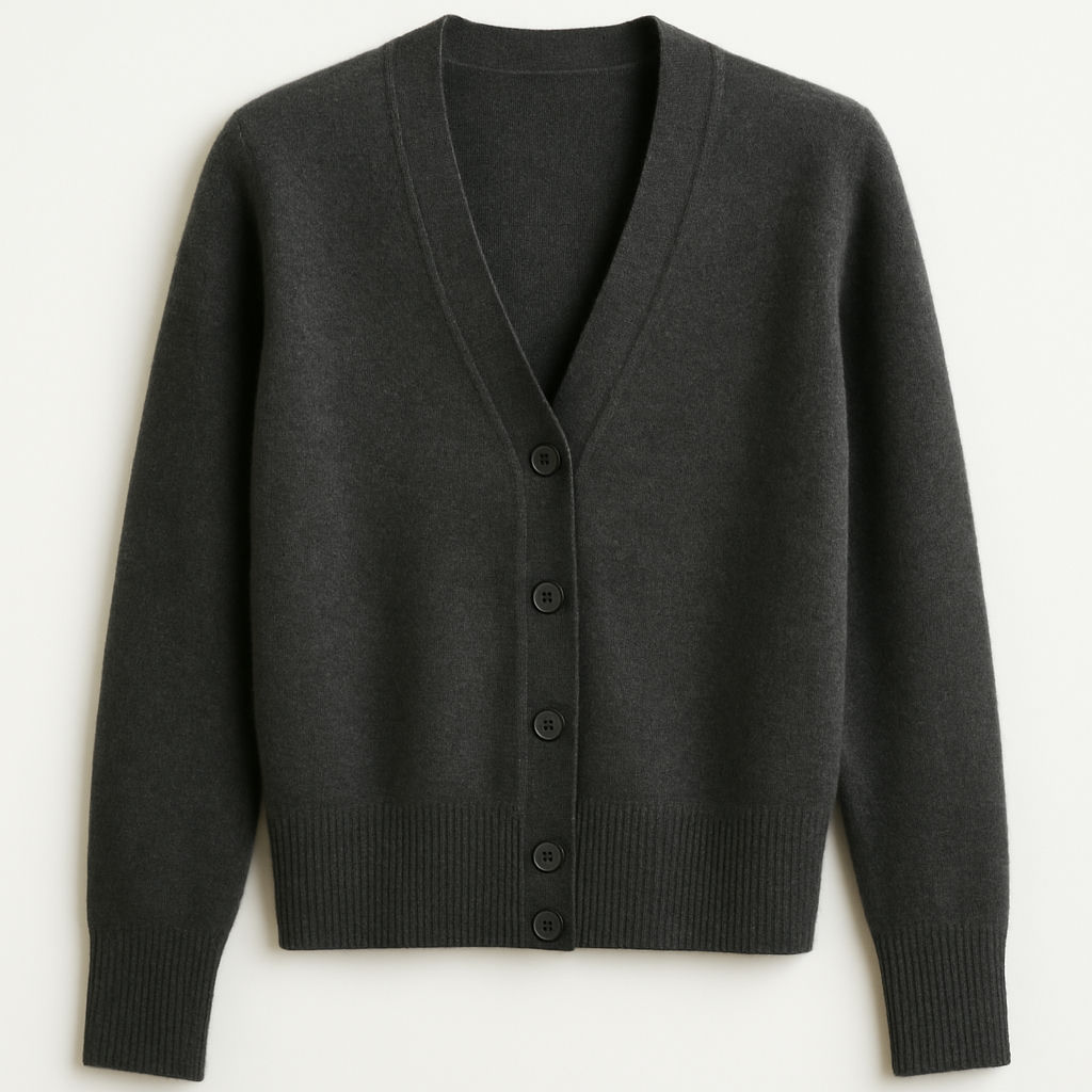 Cashmere Cardigan — Charcoal, S